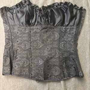 Silver Corset Paisley Pattern Design Metallic M Medium